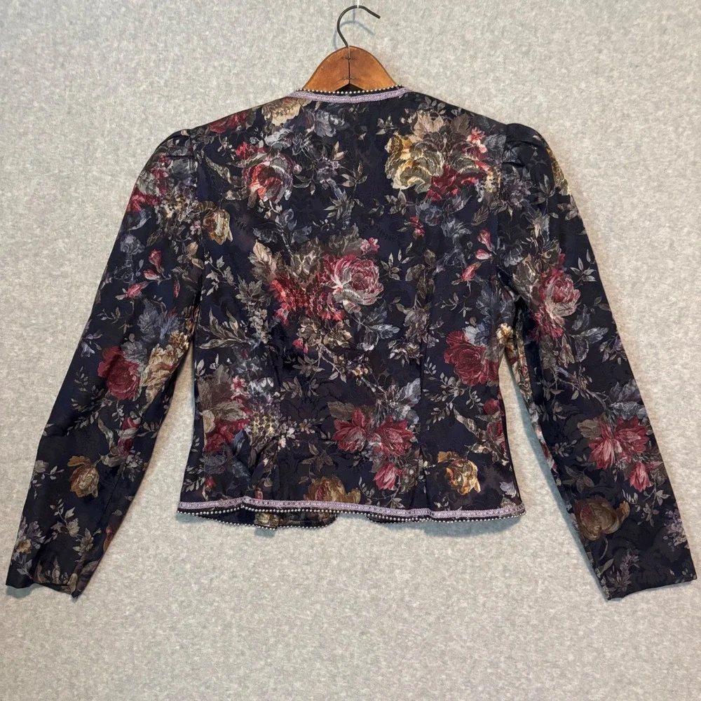 Vintage 80s Nah Nah Collections Women's 7/8 Floral Tapestry Jacket Bridgerton‎